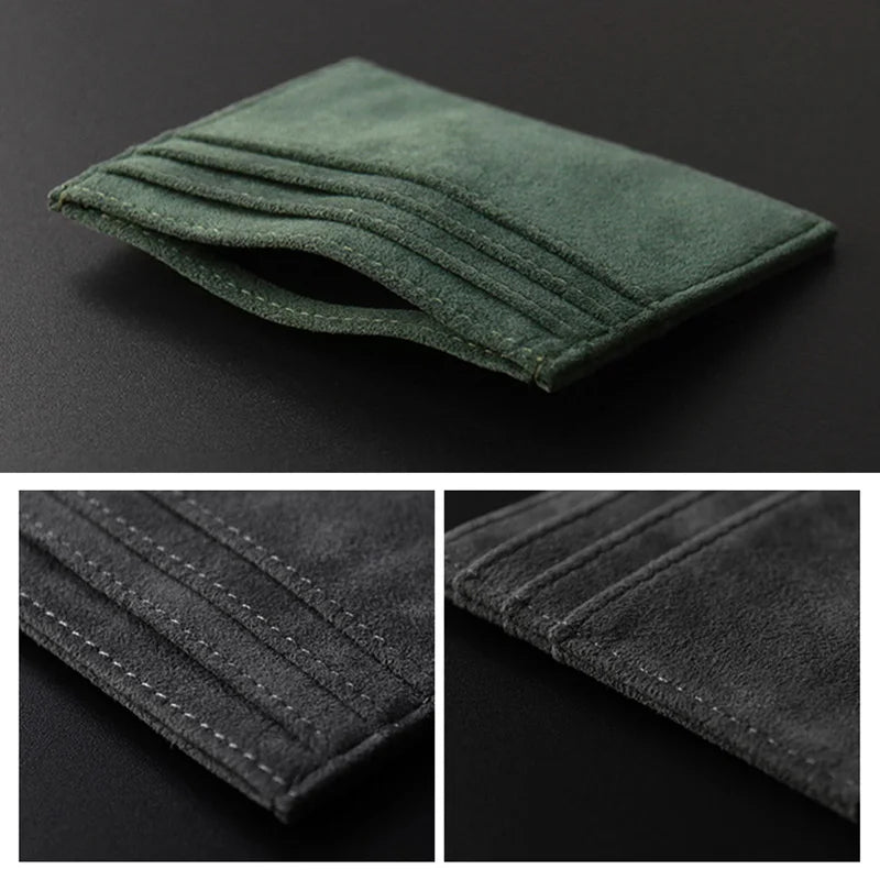 ALCANTARA Card Holder Women & Man Turn Fur Luxury Artificial Leather Slim Card Wallet Small Thin Card Package