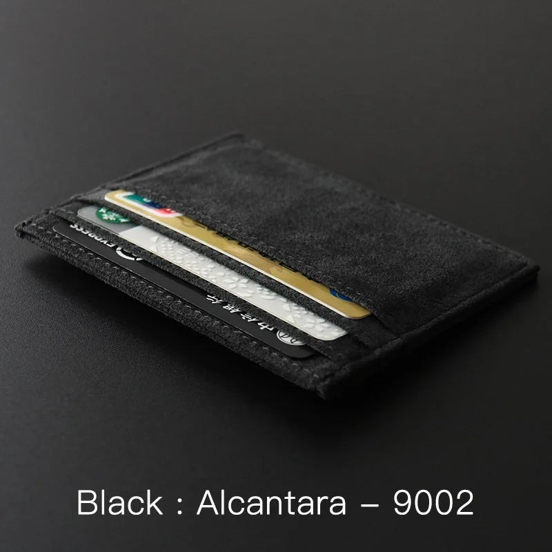 ALCANTARA Card Holder Women & Man Turn Fur Luxury Artificial Leather Slim Card Wallet Small Thin Card Package