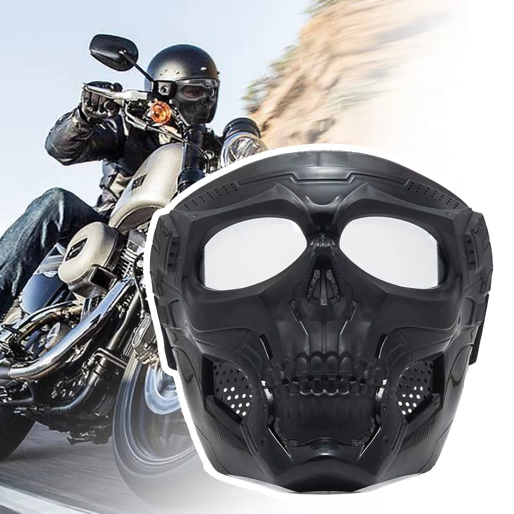 Skull Mask Motorcycle Mask Bicycle Riding Windproof Full Face Skeleton Protective Mask Colored Goggle Tactical Cycling Bike