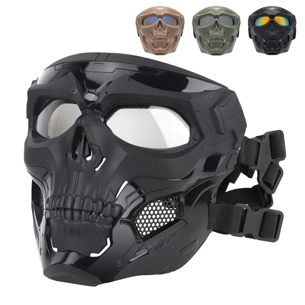 Skull Mask Motorcycle Mask Bicycle Riding Windproof Full Face Skeleton Protective Mask Colored Goggle Tactical Cycling Bike