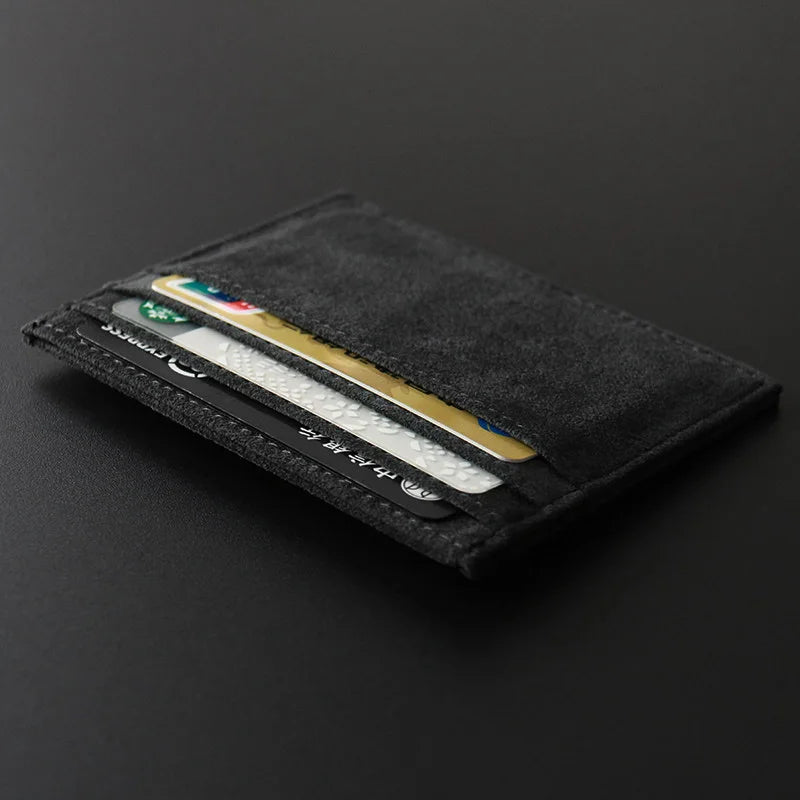 ALCANTARA Card Holder Women & Man Turn Fur Luxury Artificial Leather Slim Card Wallet Small Thin Card Package