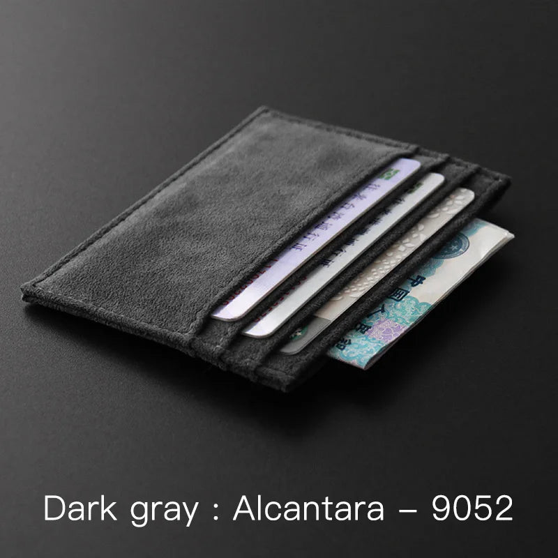 ALCANTARA Card Holder Women & Man Turn Fur Luxury Artificial Leather Slim Card Wallet Small Thin Card Package