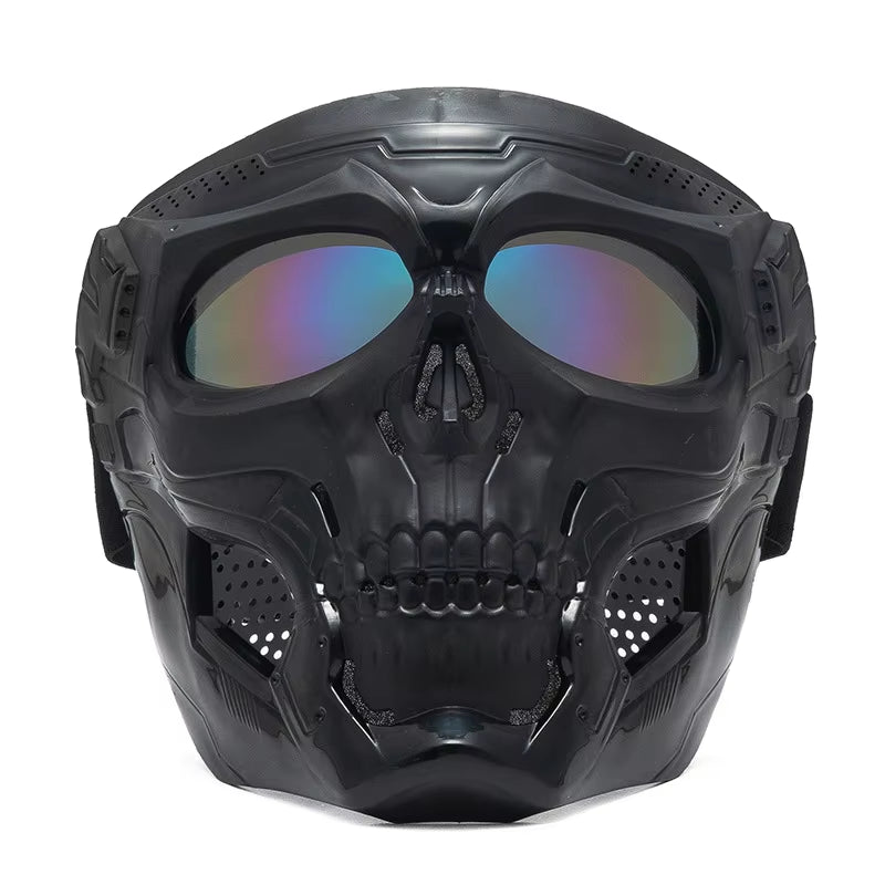 Skull Mask Motorcycle Mask Bicycle Riding Windproof Full Face Skeleton Protective Mask Colored Goggle Tactical Cycling Bike