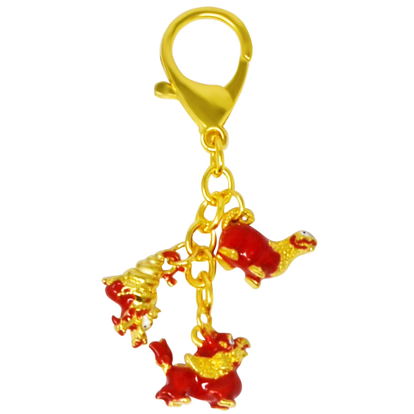 Feng Shui Three Harmony Animals Keychain Peace and Luck Keychain